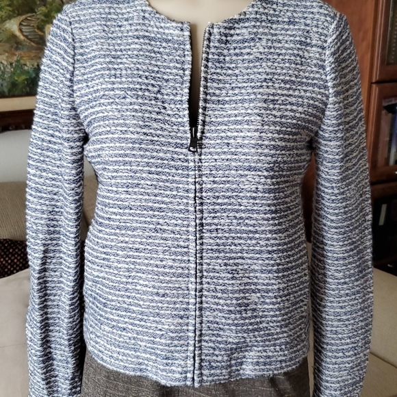 Gap Cotton Jacket with Side Pockets Blue & White like new Zipper front - Picture 2 of 8